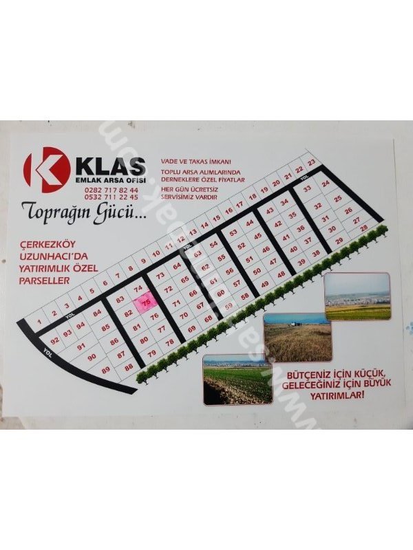 Tekirdağ Kapaklı Uzunhacı köyün'de Kiralık 1600 m2 Arsa