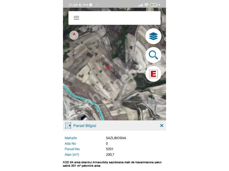 Arnavutköy sazlıbosna Mah. havalimanına yakın satılık 201 m2 yatırımlık arsa