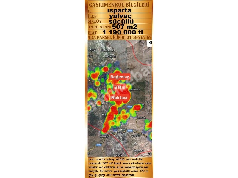 ISPARTA YALVAÇ SÜCÜLLÜ YENİ MAHALLEDE SATILIK 570 M2 İMARLI ARSA