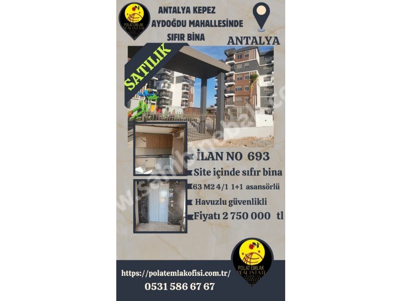 ANTALYA KEPEZ VARSAK AYDOĞDU MAH. SATILIK 1.KAT 1+1 SIFIR 63 M2 DAİRE