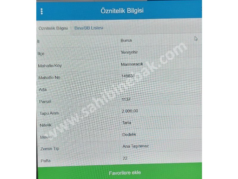 BURSA YENİŞEHİR YENİŞEHİR MARMARACIK'TA SATILIK 2 DÖNÜM TARLA
