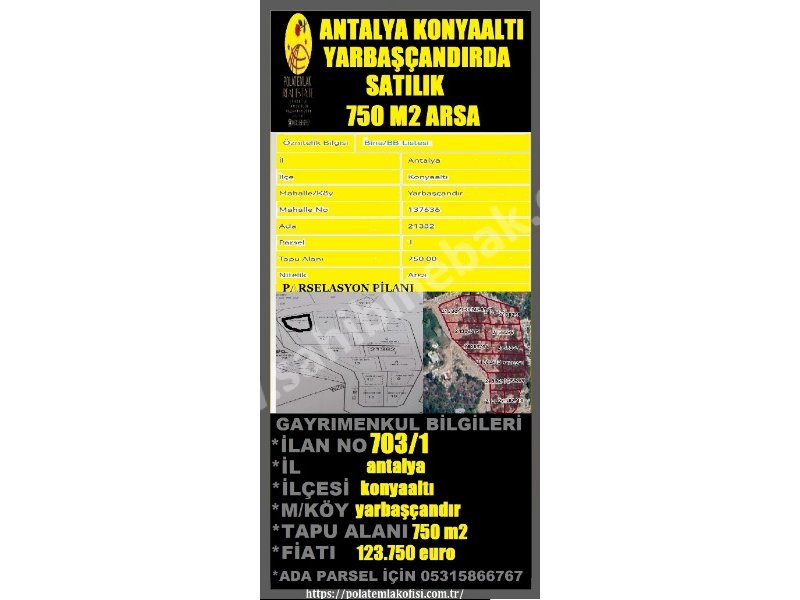 ANTALYA KONYAALTI YARBAŞÇANDIR'DA SATILIK ARSA