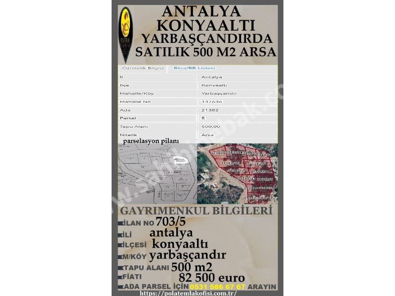 ANTALYA KONYAALTI YARBAŞÇANDIR'DA SATILIK ARSA