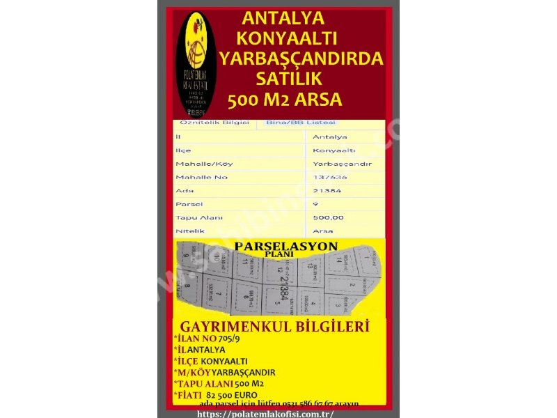 ANTALYA KONYAALTI YARBAŞÇANDIRDA  SATILIK ARSALAR