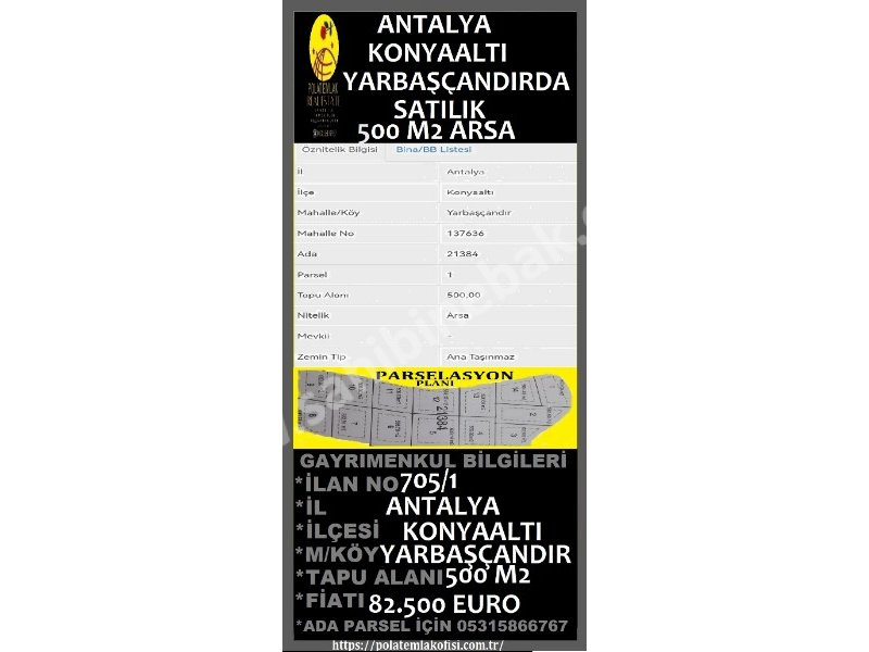 ANTALYA KONYAALTI YARBAŞÇANDIRDA  SATILIK ARSALAR