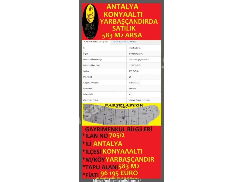 ANTALYA KONYAALTI YARBAŞÇANDIRDA  SATILIK ARSALAR