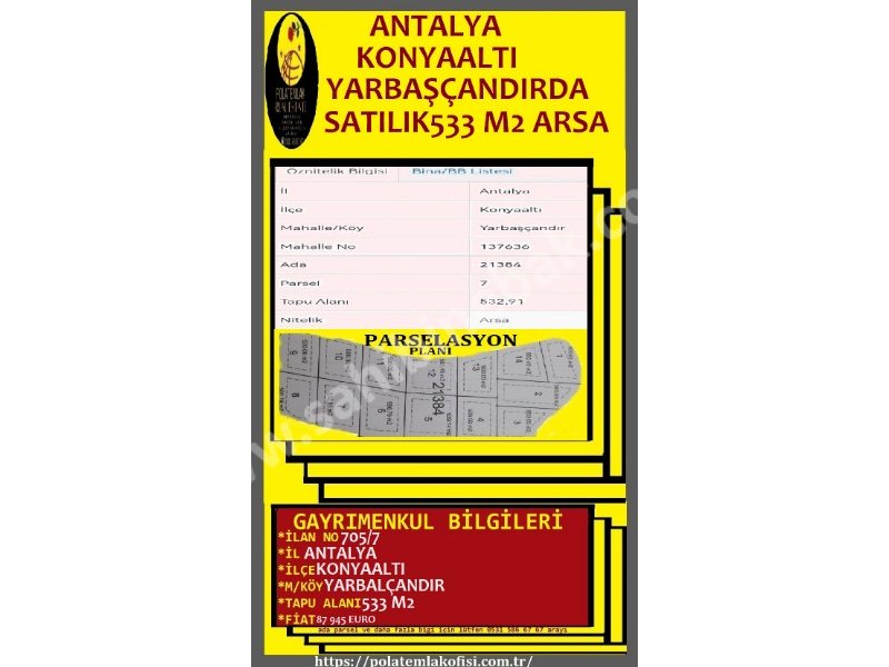 ANTALYA KONYAALTI YARBAŞÇANDIRDA  SATILIK ARSALAR