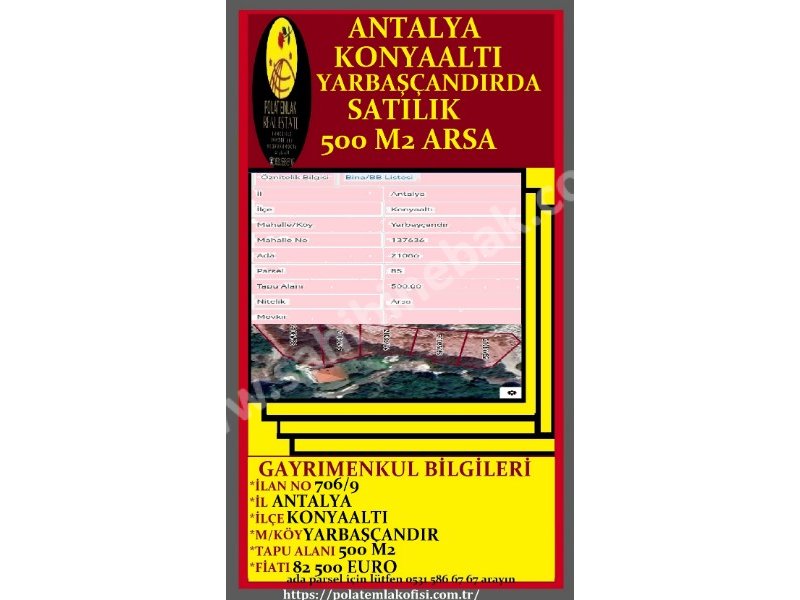 ANTALYA KONYAALTI YARBAŞÇANDIRDA SATILIK ARSALAR