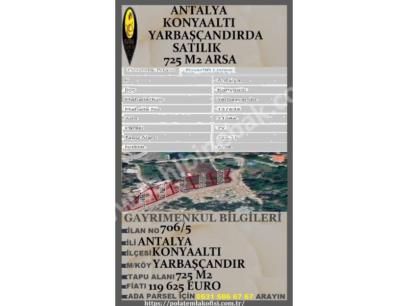 ANTALYA KONYAALTI YARBAŞÇANDIRDA SATILIK ARSALAR