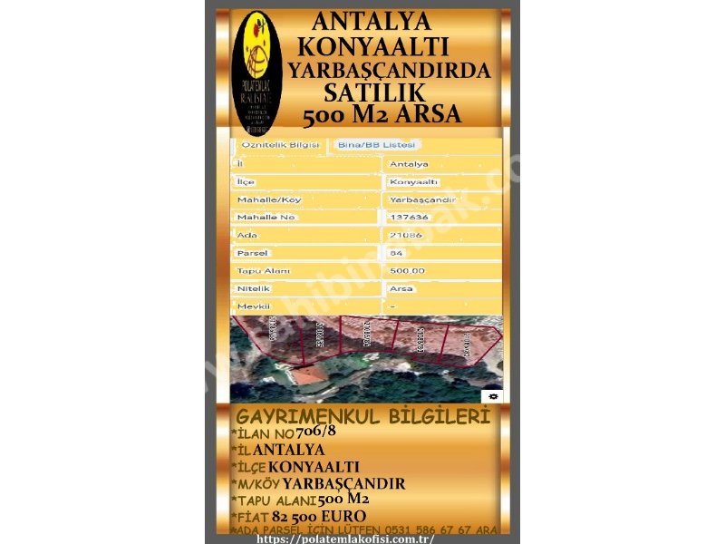 ANTALYA KONYAALTI YARBAŞÇANDIRDA SATILIK ARSALAR