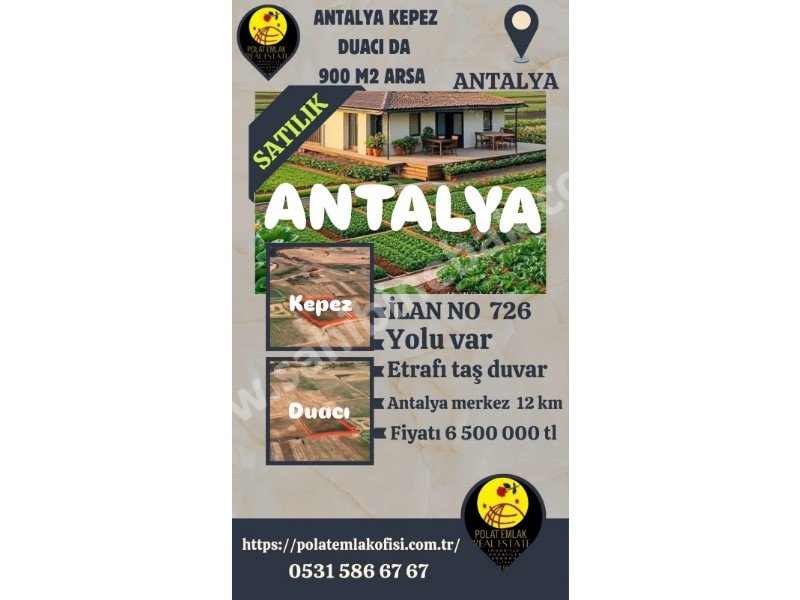 ANTALYA KEPEZ DUACIDA SATILIK 900 M2 ARSA