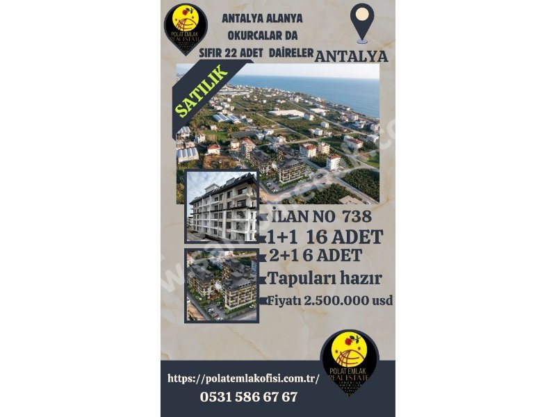 ANTALYA ALANYA OKUCALARDA SİTE İÇİNDE SATILIK *1+1*2+1  22 ADET SIFIR DAİRELER