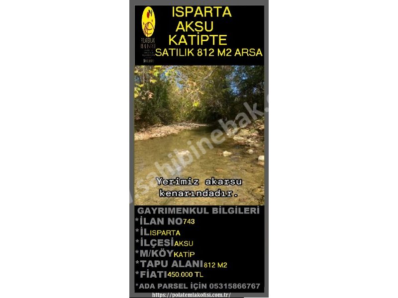 ISPARTA AKSU KATİPTE SATILIK 812 M2 ARSA