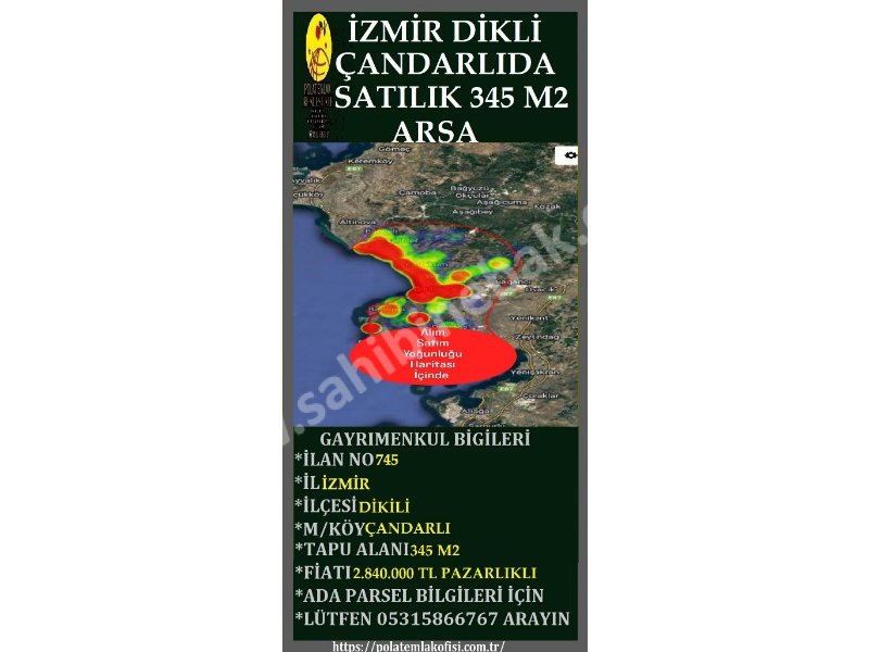 İZMİR DİKİLİ ÇANDARLIDA SATILIK 345 M2 FUL DENİZ MANZARALI ARSA