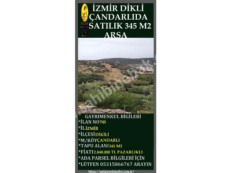 İZMİR DİKİLİ ÇANDARLIDA SATILIK 345 M2 FUL DENİZ MANZARALI ARSA