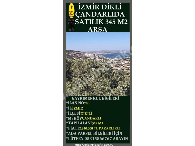 İZMİR DİKİLİ ÇANDARLIDA SATILIK 345 M2 FUL DENİZ MANZARALI ARSA