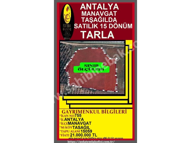 ANTALYA MANAVGAT TAŞAĞILDA SATILIK 15 DÖNÜM TARLA